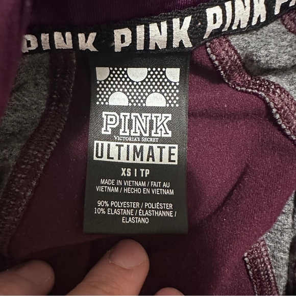 PINK By Victorias Secret Ultimate Half- Zip Pullover Maroon Grey Size XS Women’s - Picture 9 of 9